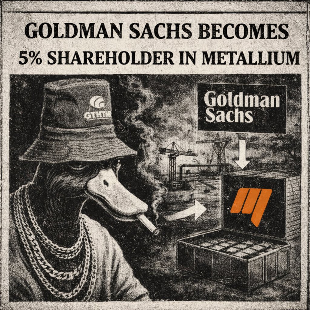 cekdrew's tweet image. NEWS: @GoldmanSachs BECOMES A 5% SHAREHOLDER IN @Metallium_MTM

It seems they have been accumulating for months, reaching a total of 5.04% ownership of the company. $MTM.ax $MTMCF $UURAF 

I can confirm, between @GoldmanSachs and I… we own a total of 5.041% of the company!