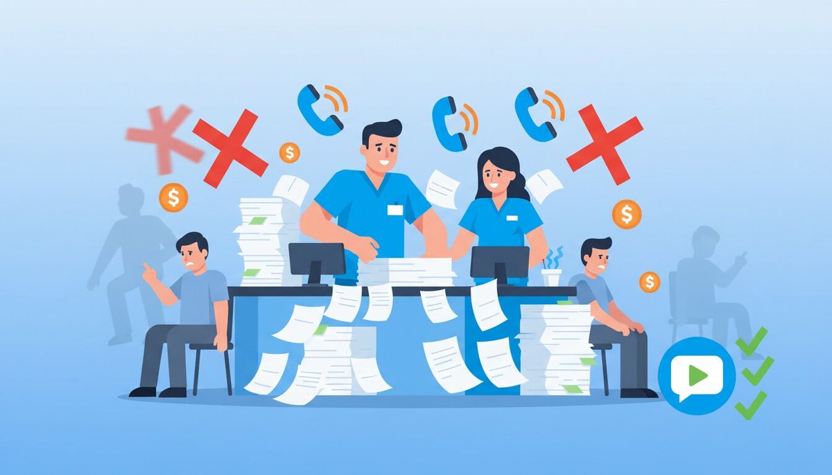 Your front desk is drowning.

Phones ringing. Patients checking in. Insurance piling up. That new patient with seventeen questions.

Meanwhile?

Potential patients are calling, hitting voicemail, and bouncing to your competitor.

Here's the math nobody wants to talk about:

→