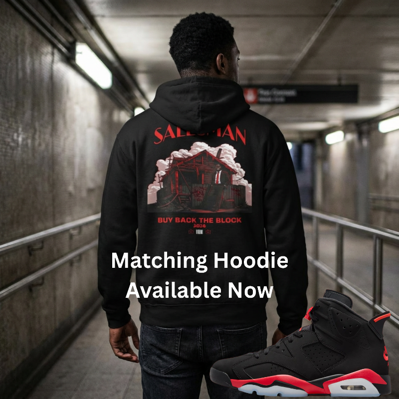 StyledByShoeman's tweet photo. The Jordan Reverse Infrared "Salesman" Retro 6 is here!   Don’t just wear the shoes — complete the look.  Shop our collection of hoodies and tees.  Sizes XS-5X.  
Grab Yours Before They're Gone!
