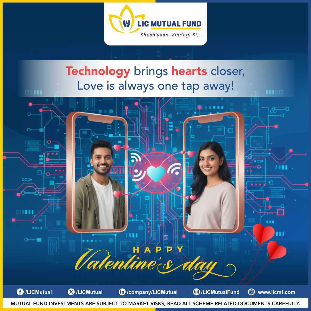 licmutual's tweet photo. ⚙️Tech brings hearts closer, no matter the distance.
From video calls to instant messages, innovation keeps us connected. 📱
Tech transforms relationships & industries. 🏭🚀
🌹 Happy Valentine’s Day❤️
#LICMF #ValentinesDay #TechLove #Innovation #DigitalConnect https://t.co/fpkpGjoERM