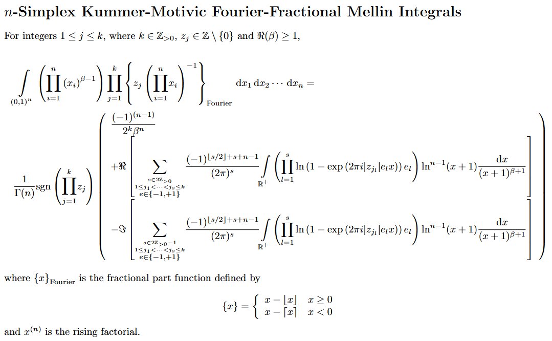 #mathematics #puzzled #calculus #integral #數學 #수학 #数学 #matemáticas #積分 #적분 #挑戦 #advanced #上級 #高級   

Based on fractional integrals shared by <a href="/Diarytells/">Diary</a>  [1/4]

1 - Intro
2 - Solutions (Image + External Link)
3 - Sources
4 - Related Problems