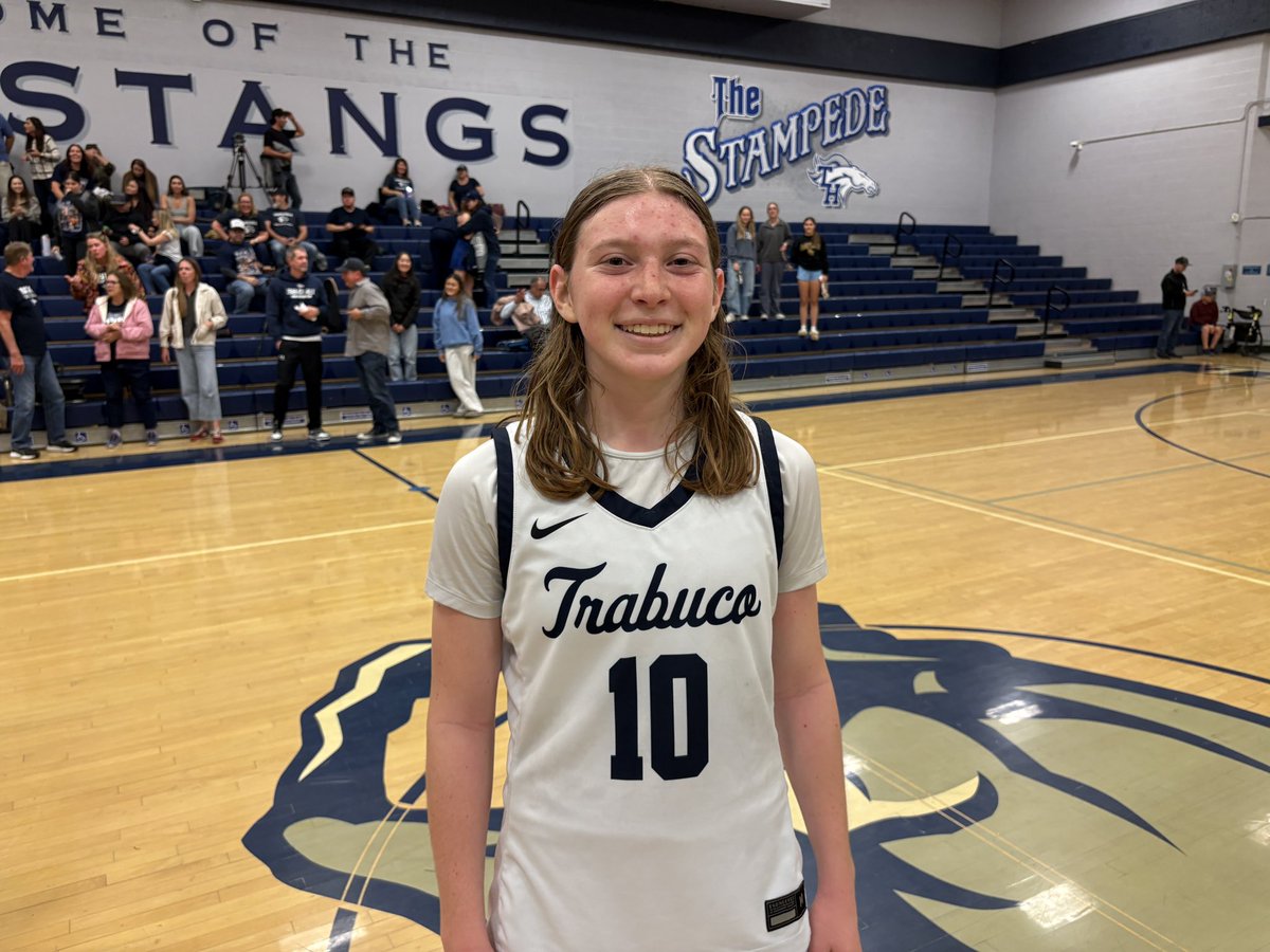 Final: Trabuco Hills 70, La Serna 46

Trabuco Hills outscored La Serna 28-6 in the 4th. Was a 2-pt game. Elizabeth Tapper (below) had 27 pts, 5 assists, 3 steals for TH. Kelsie Wong had 12 
Hailey Jaquez-Aguayo had 18 for LS <a href="/ocvarsityguy/">Dan Albano</a> <a href="/SGVNSports/">Fred J. Robledo 👨🏻‍💻</a> <a href="/THHSAthletics/">Mustangs Athletics</a> <a href="/latsondheimer/">eric sondheimer</a>