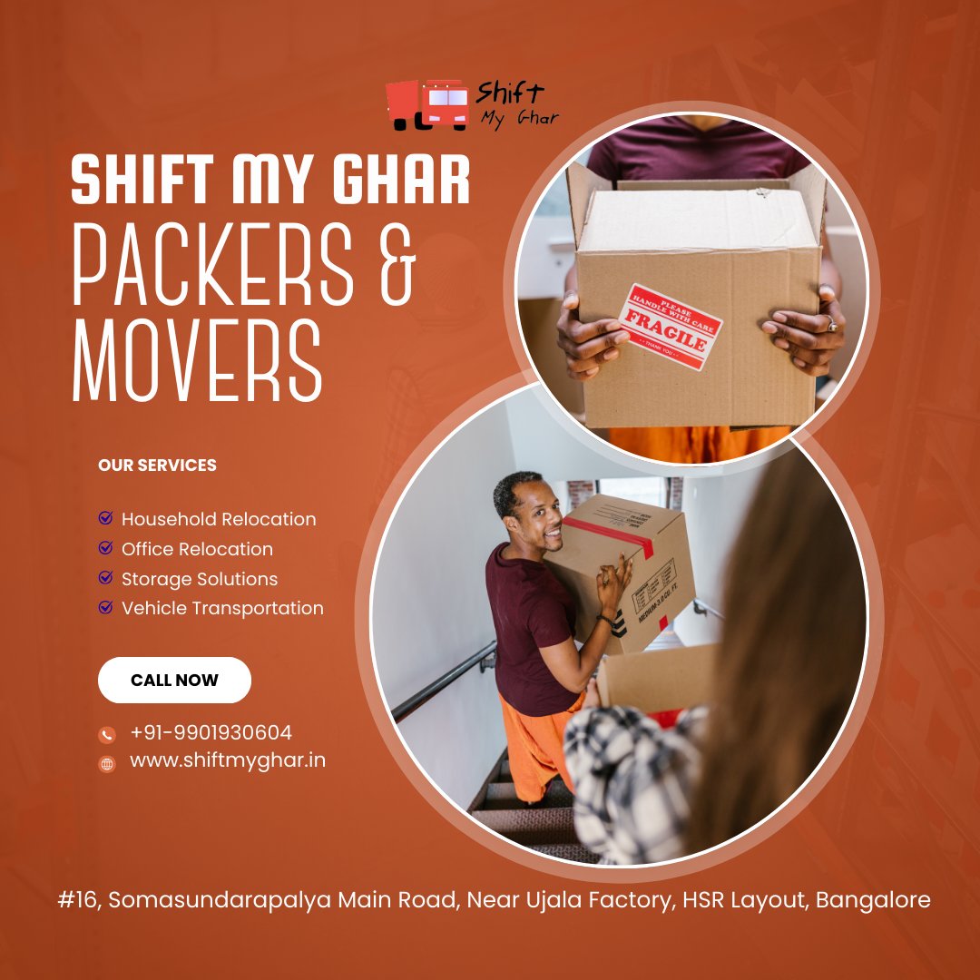 shiftmyghar's tweet image. Shift My Ghar Packers &amp;amp; Movers ensures a hassle-free, secure, and on-time move whether it’s across the city or across the country.

Call today for a free quote!

#ShiftMyGhar #PackersAndMovers #BangaloreRelocation #MovingMadeEasy #HomeShifting #OfficeRelocation #SafeMoving