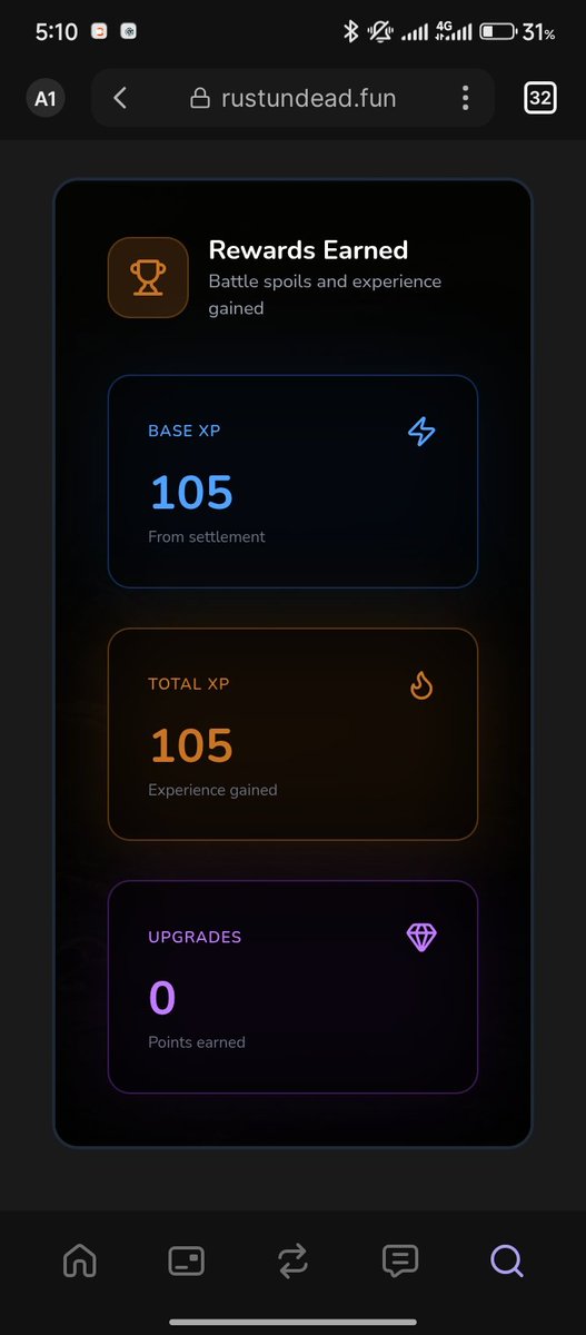 VectorOnchain's tweet image. GM 

Day 12 on @rust_undead 🧟‍♂️

No lessons today…

Just a quick battle and pure chaos.

And I won. 😮‍💨🔥

Battle Grade: B
Final HP: 80
Accuracy: 70%
Survival Rate: 80%
XP Earned: 105

But the real win isn’t the stats…

It’s what I’m starting to realize:

@rust_undead isn’t just…