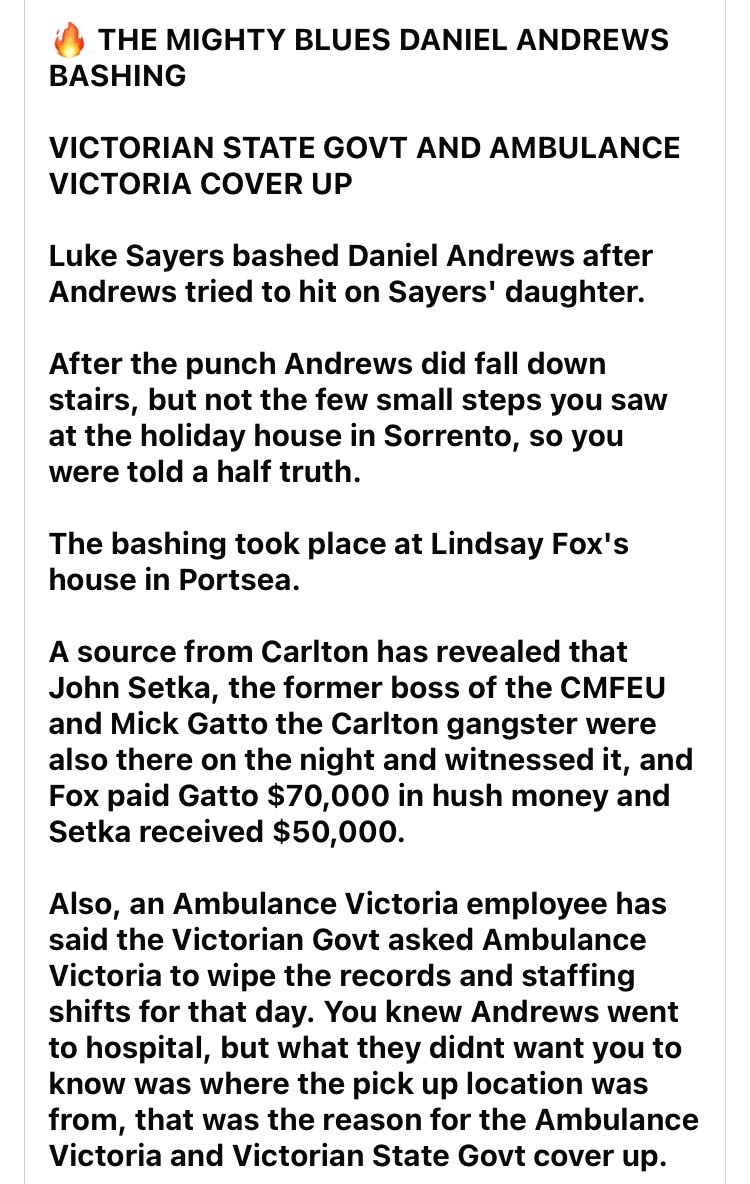 Well well well, how predictable two of the main players in the Vic big build  Union corruption and organised crime scandal were present when Dan fell down the stairs. But it leads to the question was linfox transport part of the kick backs?