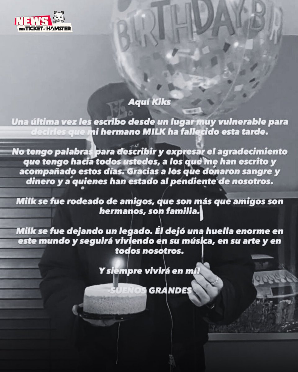 🚨En paz descanse MILKMAN, rapero, director creativo y productor mexicano que hoy perdió la vida, tal y como lo comunicó su hermano en redes sociales. 🕊️

#Milkman #rip #dep