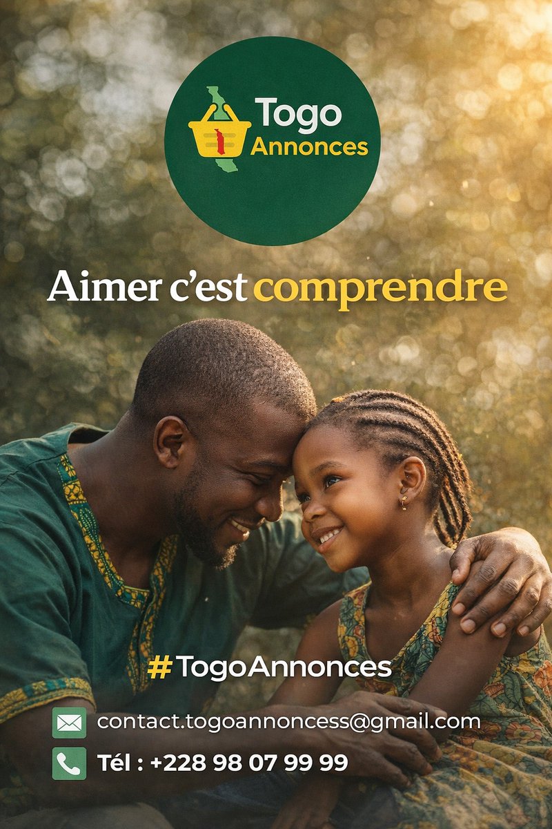 ❤️ Aimer, c’est comprendre.

Comprendre avant de juger.
Comprendre pour mieux agir.
Comprendre pour mieux vivre ensemble.
Chez TogoAnnonces, nous croyons aux valeurs qui unissent 🤝
#TogoAnnonces 
#Togo

📩 contact.togoannonces@gmail.com
📞 +228 98 07 99 99