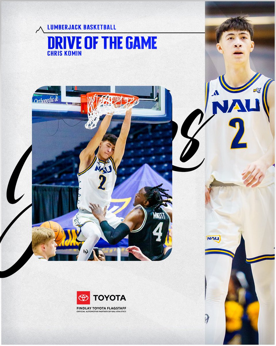 NAUBasketball's tweet photo. One more look at our @FlagstaffToyota Drive of the Game, courtesy of @Chriskomin 😳

#RaiseTheFlag | #BigSkyMBB https://t.co/2qXCYbiW6N