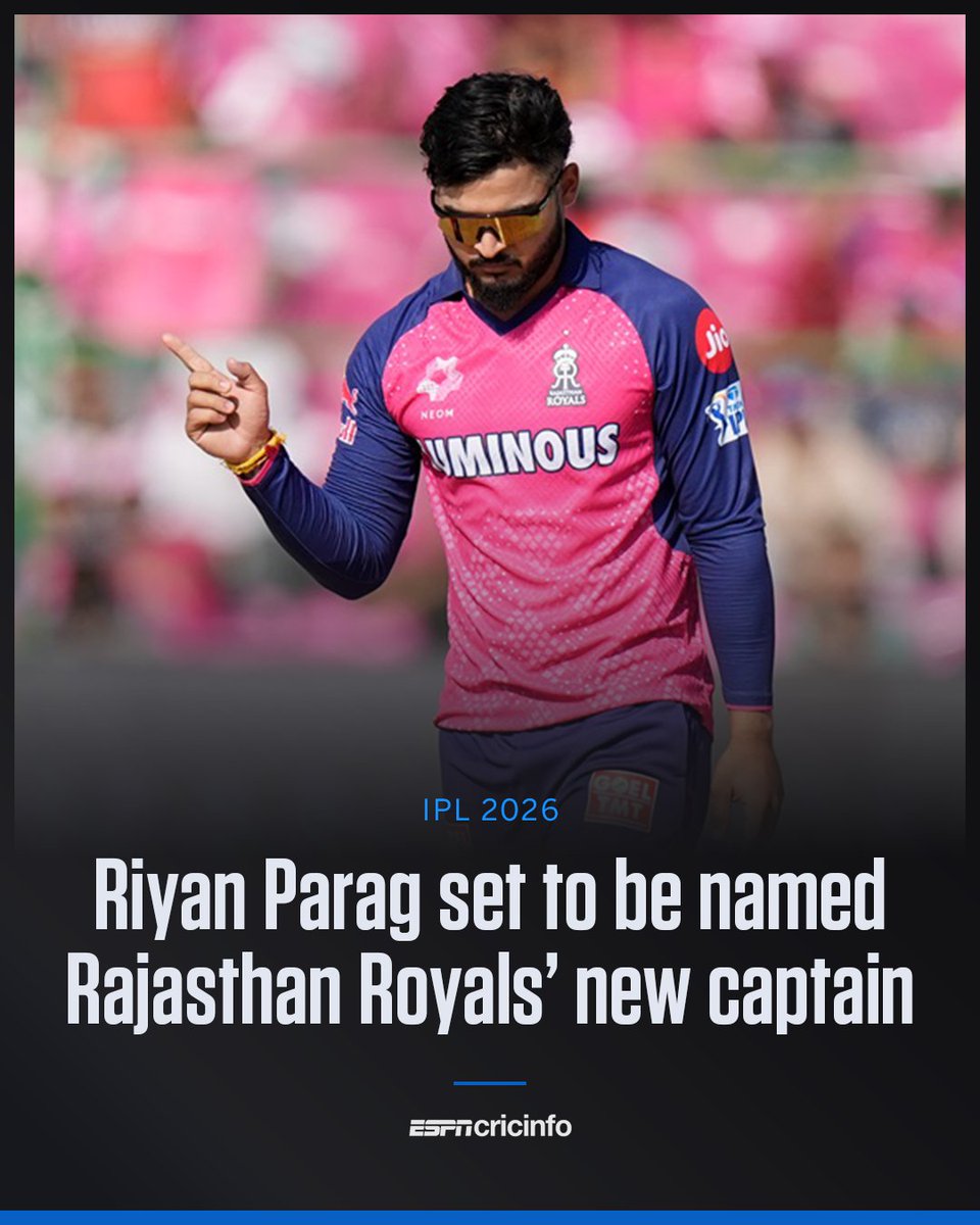 Riyan Parag is set to be named the next Rajasthan Royals captain