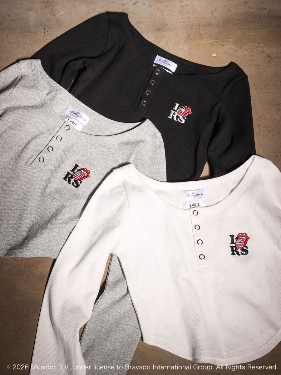 OfficialEVRIS's tweet photo. 🎸The Rolling Stones SPECIAL ITEM🎸
✅2/13(金)発売新作アイテム
◆【ザ・ローリング・ストーンズ】ヘンリーネックトップス
WHITE/GRAY/BLACK
¥6,050(税込)
#EVRIS #TheRollingStones
▷https://t.co/JrjyBuQTlN https://t.co/EnYCwtzFyw