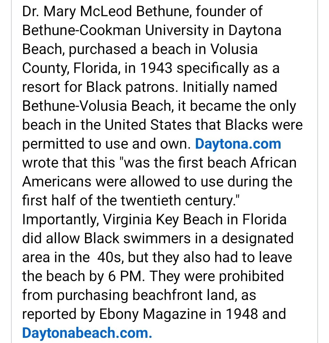 #FBAHistory fact. Did you know that #MaryMcLeodBethune bought a #Florida beach for the #FBA family in 1943? She was a pioneer before her time. #BlackHistoryMonth #BlackHistory #FoundationalBlackAmericans  #FloridaHistory  <a href="/tariqnasheed/">Tariq Nasheed 🇺🇸</a> <a href="/CCFreedmen/">CCFreedmen</a> <a href="/Marcel4Congress/">MarcelForCongress</a> <a href="/nikkithagod/">💖 Nikki Tha God</a>