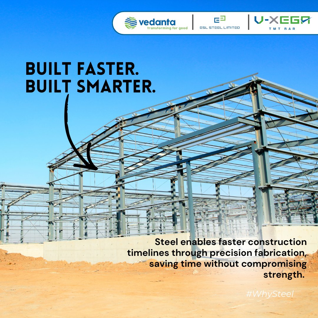 ESLSteelVXega's tweet image. Speed meets strength. With precision fabrication, steel shortens timelines while maintaining performance.

#WhySteel #ESLSteelLimited #EngineeredForStrength #SteelForGenerations #BuiltToLast #HarBarDumdaar #TransformingForGood #Vedanta