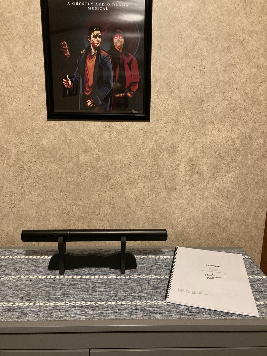 Fairchild_569's tweet photo. @ShadowsatDoor the signed script has taken its place on the theft-deterrents cabinet. 😀 https://t.co/I6lgOmPpy3