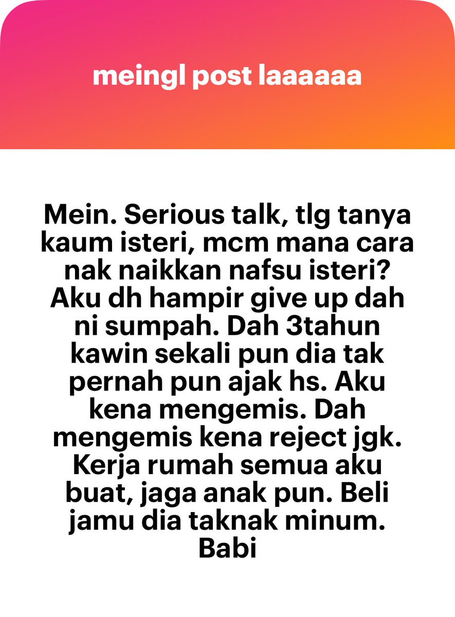meinmokhtar's tweet photo. Dia culas nafkah dia, ang culas nafkah ang https://t.co/Xgc8r1zOMW