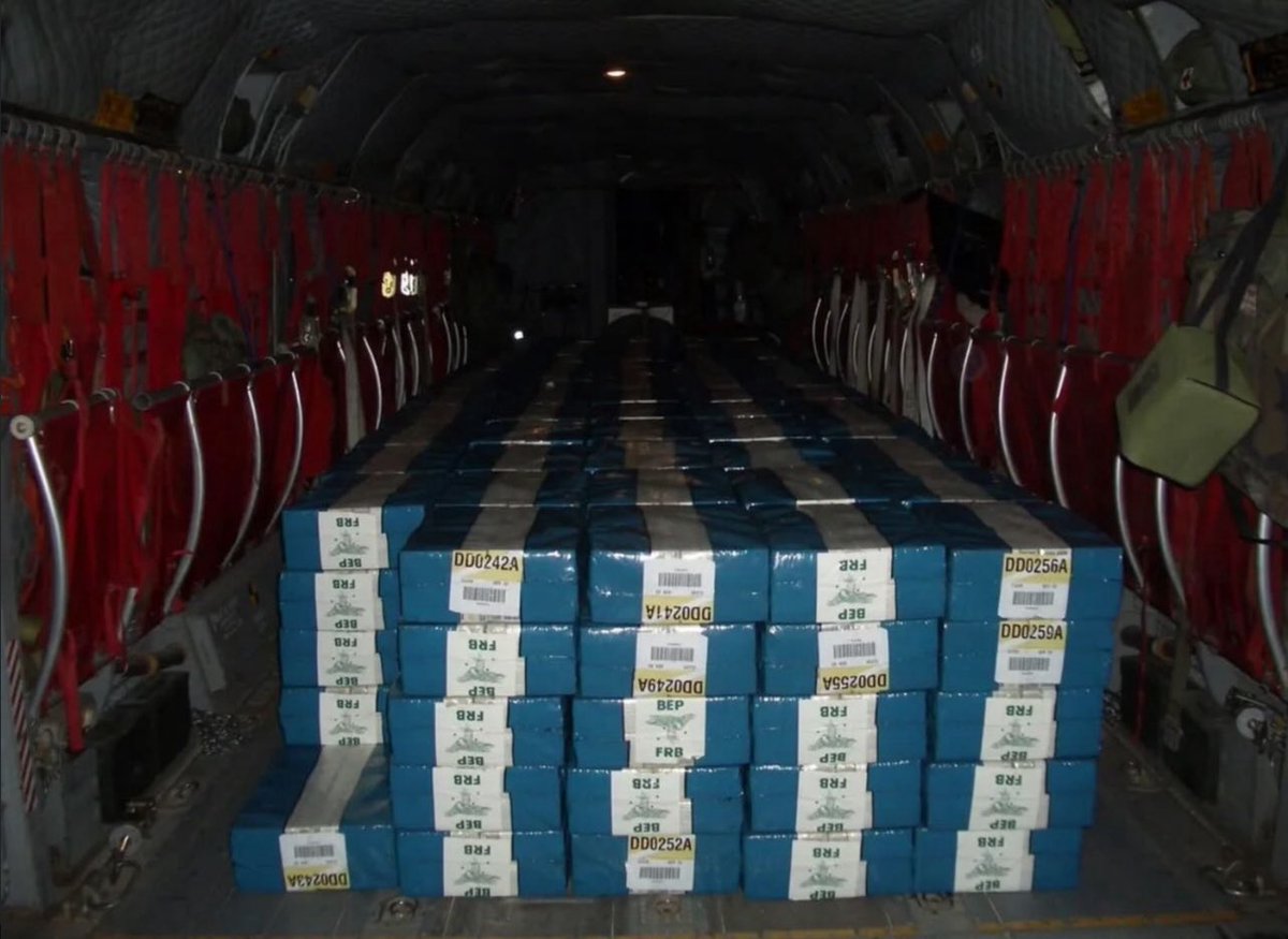 $566,000,000 in cash weighing 6 tons being transported by a CH-47 to ...
