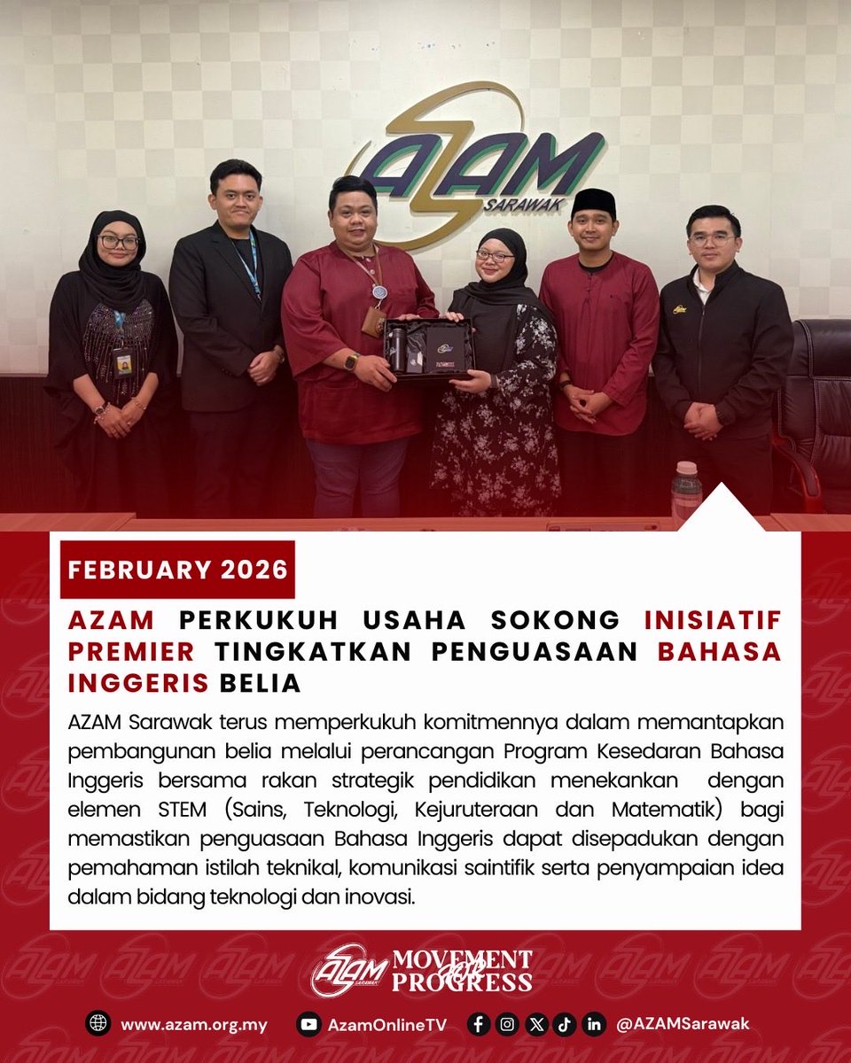 AZAMSarawak's tweet image. AZAM Sarawak terus memperkukuh komitmennya dalam memantapkan pembangunan belia melalui perancangan Program Kesedaran Bahasa Inggeris bersama rakan strategik pendidikan.

#AZAMSarawak #MovementforProgress #AZAMYoungSouls #GrowTheYouthGrowSarawak #DigitalForImpact