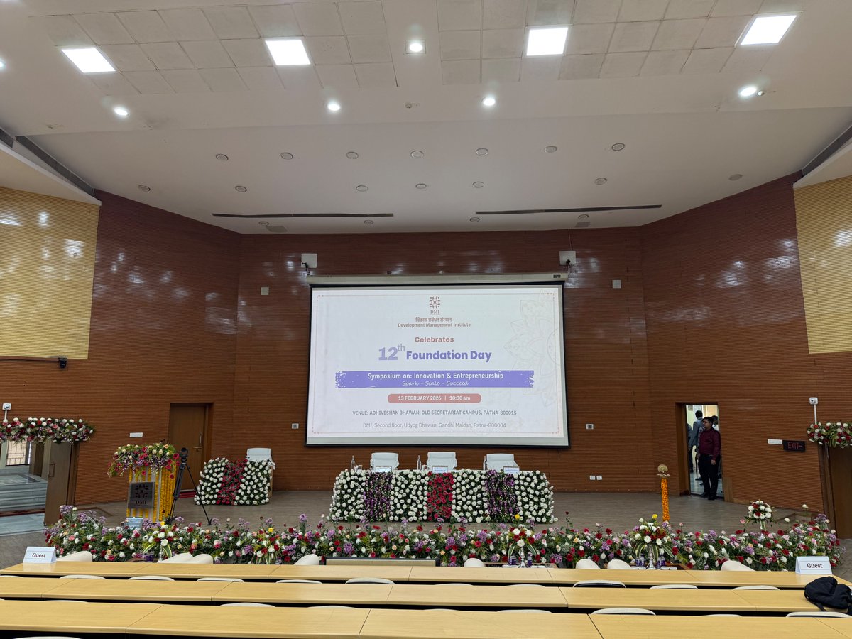 We are all set to welcome you to the 12th Foundation Day of the Development Management Institute.
The stage is ready. The conversations are about to begin.
<a href="/SanjayPSahaj/">Sanjay Panigrahi</a> <a href="/Sanjay_Tripathy/">Sanjay Tripathy</a> 
#DMI #FoundationDay #Innovation #Entrepreneurship #Patna #SparkScaleSucceed