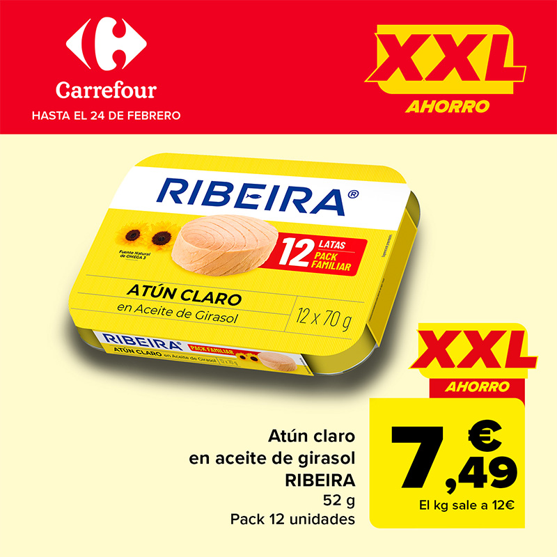CarrefourES's tweet photo. Es momento de ahorrar a lo grande. Descubre nuestros formatos XXL y aprovecha esta enorme oportunidad. ¡Hasta el 24/02!