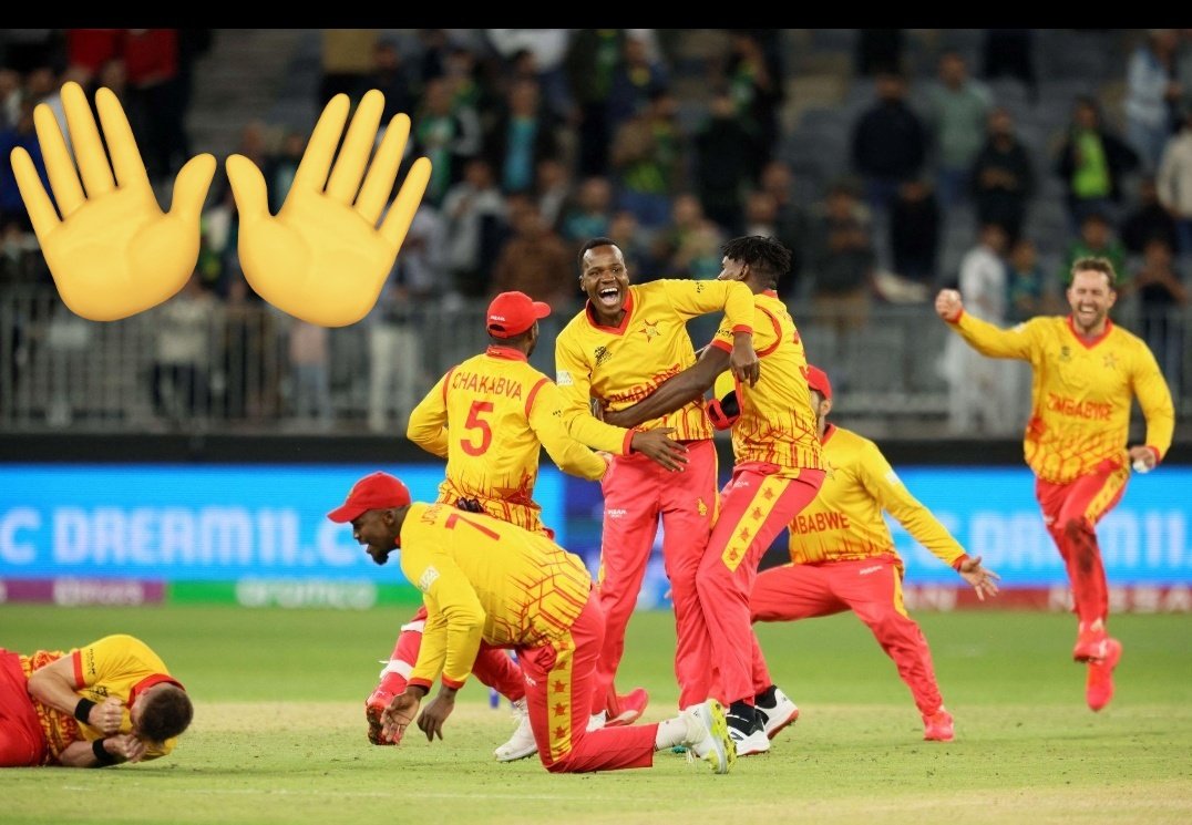 "क्रिकेट में नाम नहीं, खेल बोलता है! 🇿🇼🔥
आज जिम्बाब्वे ने साबित कर दिया -T20 में ताज भी गिर सकता है!"

जिम्बाब्वे ने ऑस्ट्रेलिया को हरा दिया! 🔥
#ICCMensT20WorldCup में फिर साबित हो गया - T20 में अब कुछ भी संभव है।
लेकिन सोचने वाली बात है 👇
क्या लगातार उलटफेर T20 को और रोमांचक