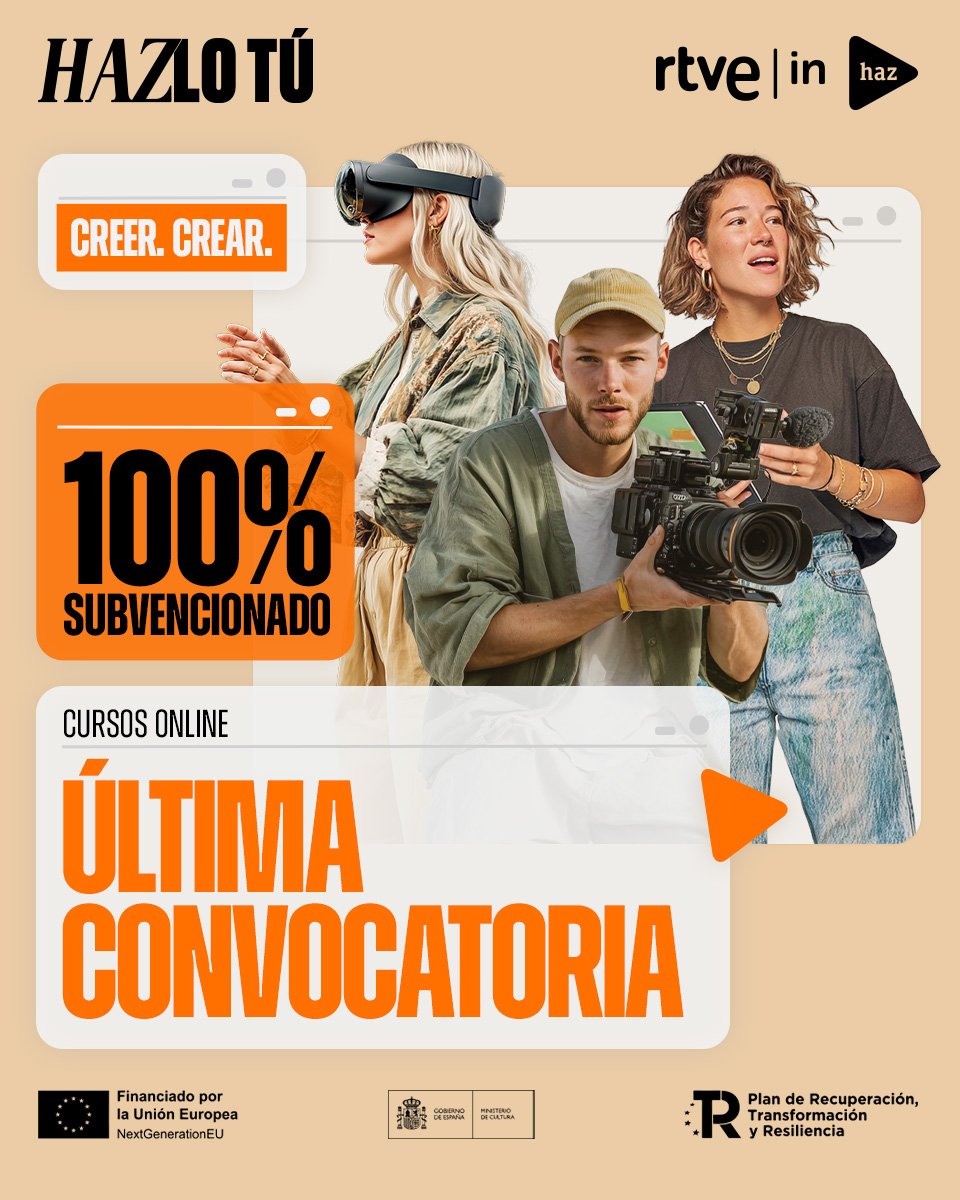 periodistascc's tweet image. Desde @RTVEin llega la ÚLTIMA CONVOCATORIA de los cursos online del Proyecto Haz:

🔥 150h de formación
💸 100% subvencionados
🚫 Sin fianza ni código promocional
📅 Inscripciones desde el 18 de marzo
⏳ Plazas limitadas

¡No dejes pasar la oportunidad!

#HazloTú #RTVE #Formación