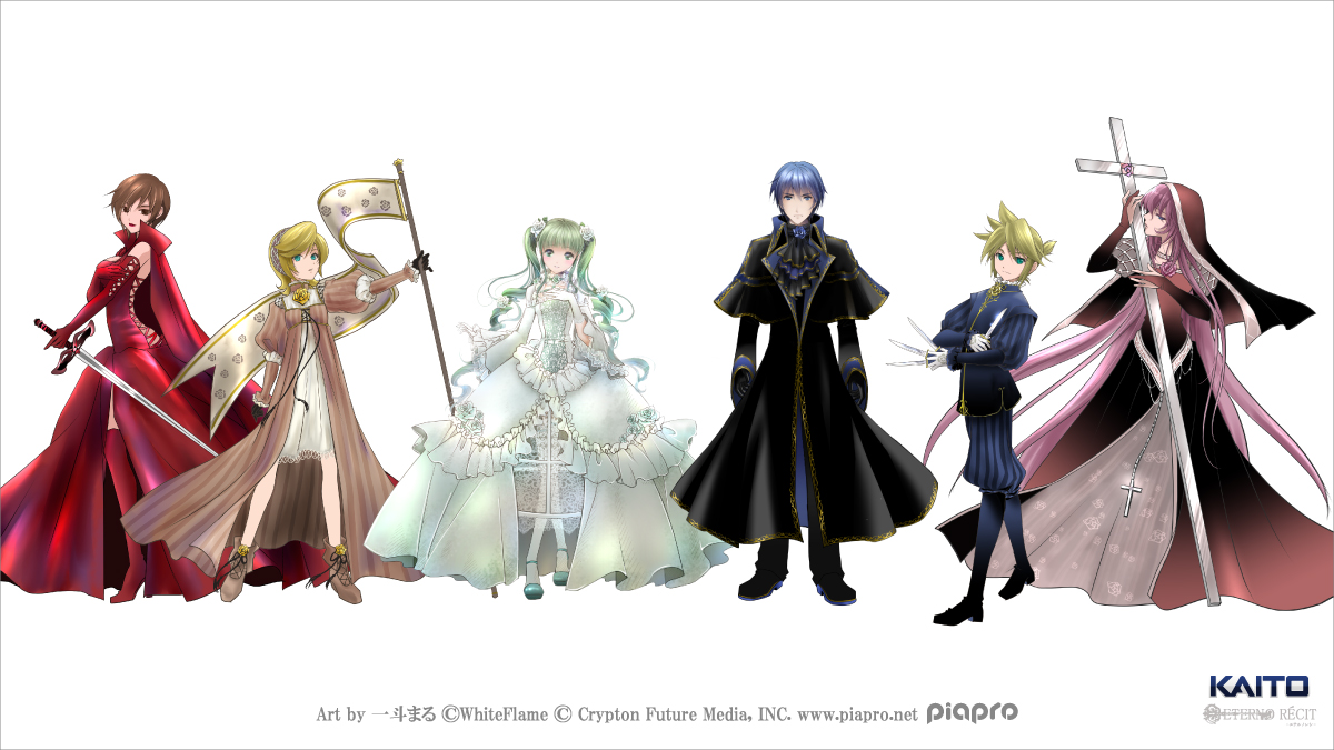 『カンタレラ』 POP UP STORE描き下ろしイラストをご紹介♪
 一斗まる様（x.com/ittomaru）によって描き下ろされた、 #初音ミク #KAITO #MEIKO #鏡音リン #鏡音レン #巡音ルカ 6人のイラスト。
「カンタレラ」MVに登場するキャラクターたちの表情が鮮明に描かれています。