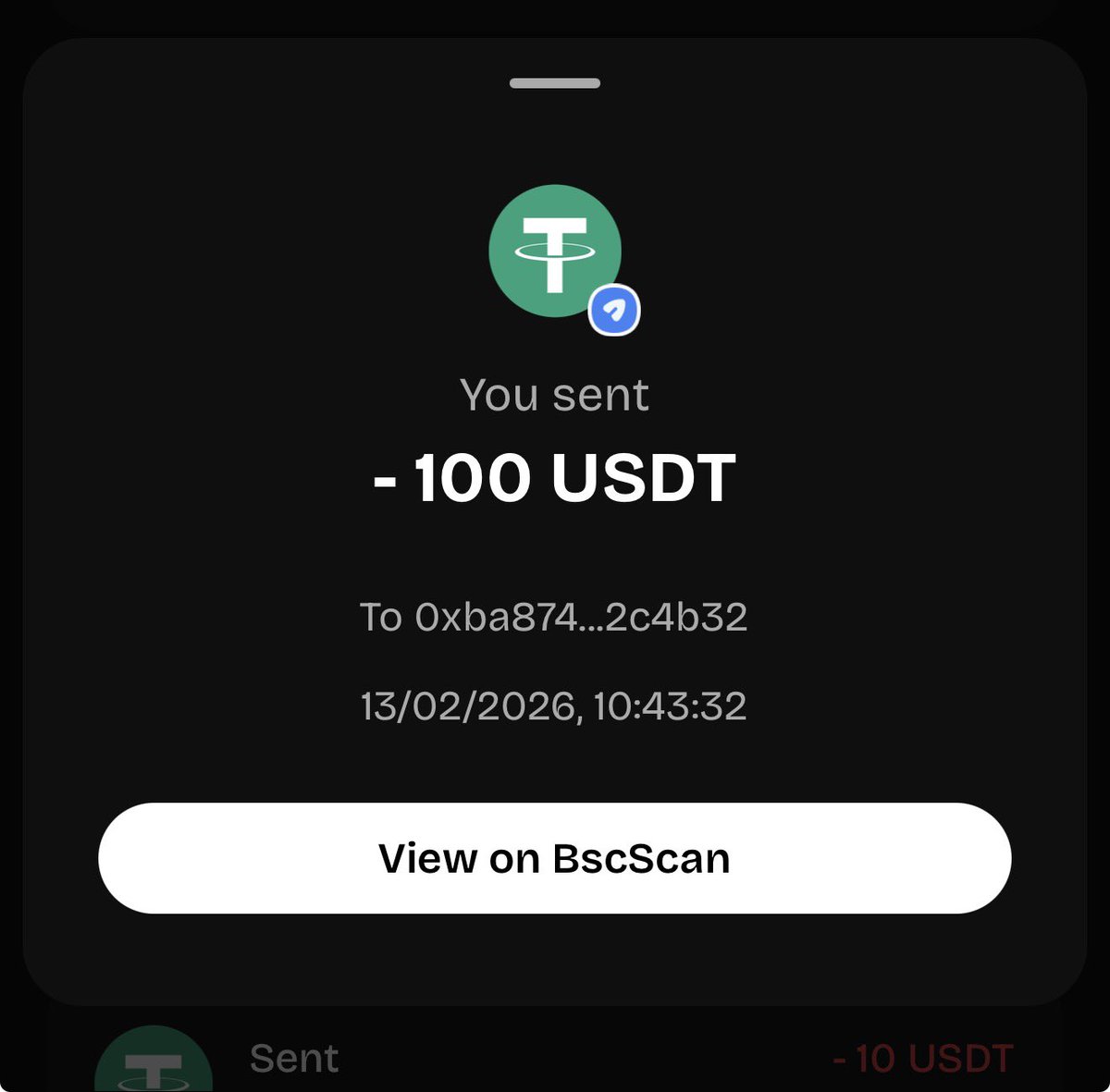 Congratulations on your 100 USDT win 🏆
