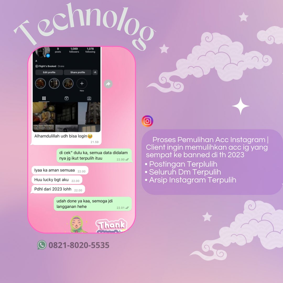 liseutte's tweet image. JASA PEMULIHAN AKUN \ UNSUS UNSUSPEND &amp;amp; HAPUS AKUN SOSMED

✅ LUPA PASWORD/KE HACK
✅ JASA SADAP WA/ LACAK LOKASI
✅ JASA HAPUS AKUN
✅ JASA HACK/PULIHKAN AKUN EMAIL,GMAIL,INSTAGRAM,TWITER, FB,TIKTOK,ALL SOSMED

fast respon, trusted
wa.me/+6282180205535