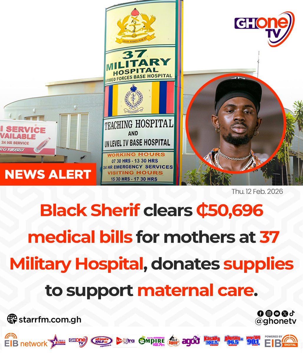 Black Sherif clears ₵50,696 medical bills for mothers at 37 Military Hospital...

#GHOneNews #EIBNetwork 
#GHOneTV #NewsAlert