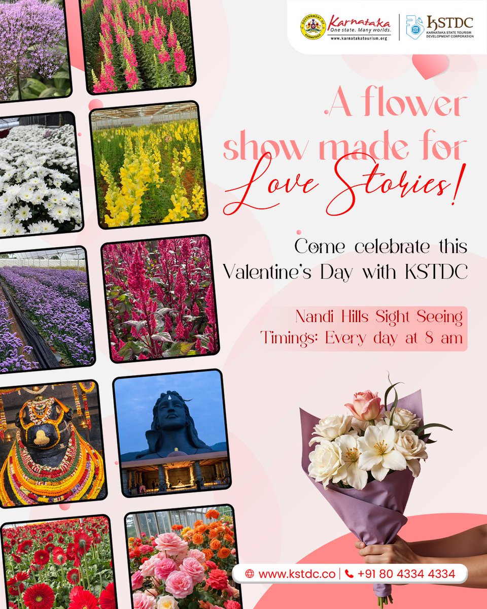 kstdc's tweet image. Explore the vibrant flower show, soak in the colours and fragrances, and celebrate togetherness amidst nature’s beauty. Make it a day to remember with KSTDC!

More info: kstdc.co/tour_packages/…
Call: +91 80 4334 4334

#FlowerShow #NandiHills #KSTDC #TravelWithKSTDC