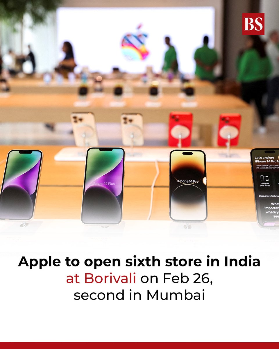 bsindia's tweet image. iPhone maker Apple has unveiled the barricade for its upcoming Apple Borivali store, which will be its sixth store in India and second in Mumbai.

Details: mybs.in/2g3pumY

#iPhone #Apple #AppleIndia #AppleBorivali #Mumbai