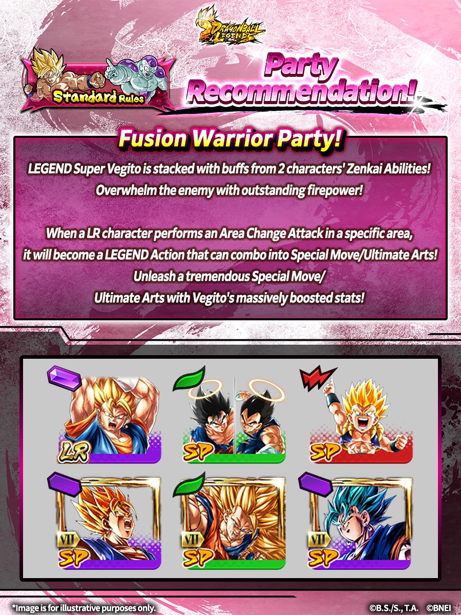 DB_Legends's tweet image. ||◤　　　　　　　　　            ◥||
 #LegendsPartyRecommendation
||◣　　　　　　　　　            ◢||

Here's a Fusion Warrior party recommendation!

This time it's a party for Standard Rules!

#DBLegends
#DragonBall