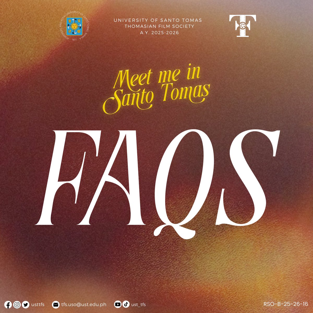 USTTFS's tweet photo. In a few hours, we sit in the dark and understand each other a little more. ✨

Until then, here are the reminders for the screening tonight. 

GET YOUR TICKETS NOW!
🔗 https://t.co/PqRS8vlHOT

#MeetMeInSantoTomas
#ThomasianFilmSociety
#TFS12 https://t.co/Kf97v09aAn