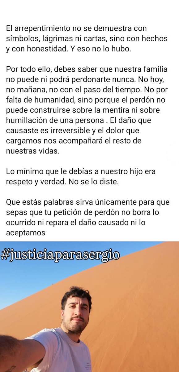 Sren06704165's tweet image. Está es la carta desgarradora de un padre que no ha encontrado consuelo en la "Justicia". La otra cara de la moneda es la madre que tildó a su hijo de buen niño. Ella ya lo tiene en casa, no tiene que ir a llevarle flores al cementerio.