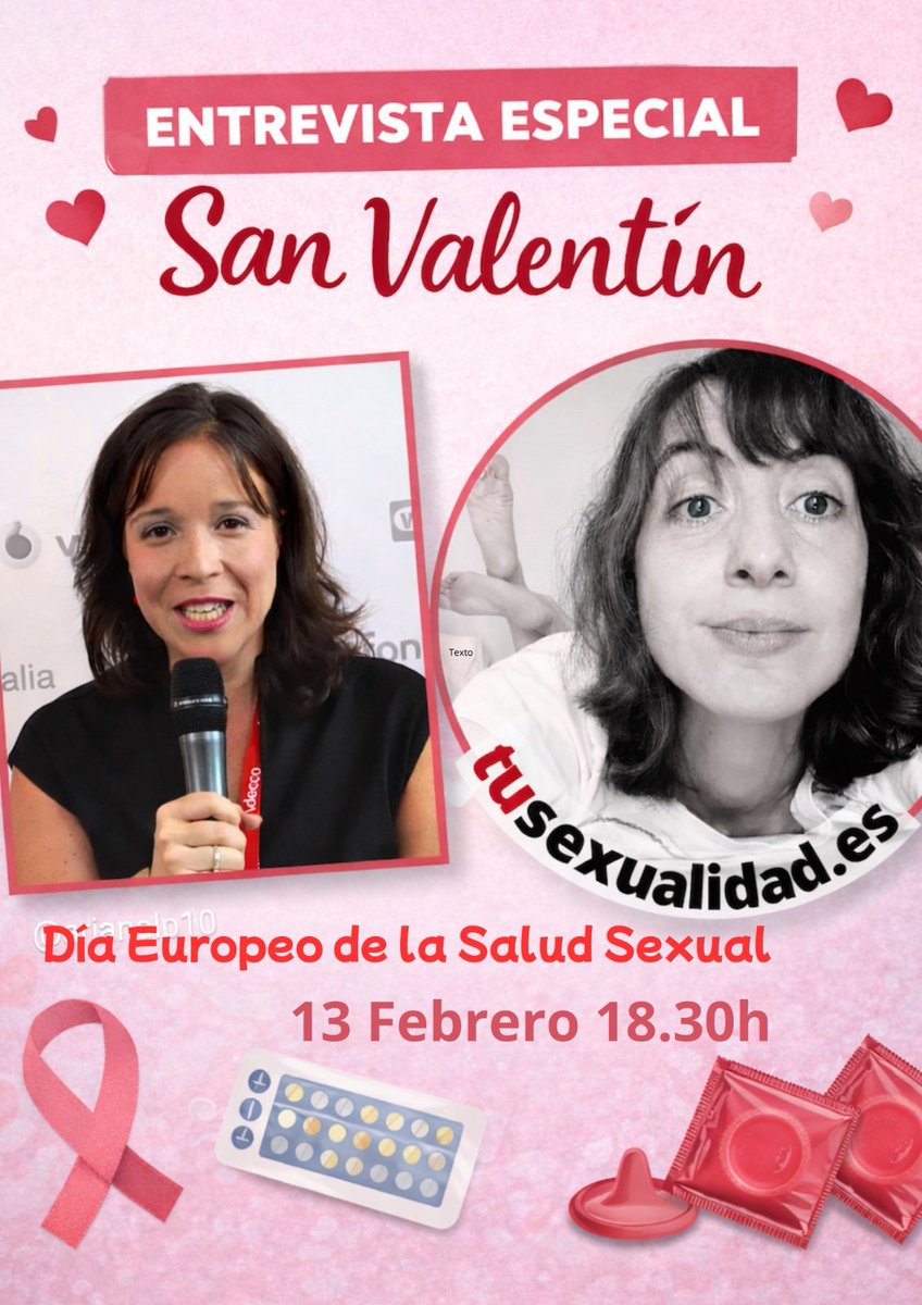 Con motivo de #SanValentín 💘 y el #DíaEuropeoSaludSexual , ambos celebrados el 14 de febrero, estaré siendo entrevistada hoy viernes 13, a las 18:30, en directo en mi Instagram <a href="/tusexualidad/">Sexualidad Responsab</a>.es