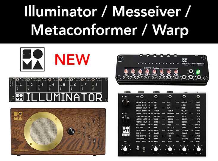 RockoNCompany's tweet image. Somaが4つの新製品を発表！ 音がそのまま光になる8チャンネル・コンバーター「Illuminator 」や、放送局を選ばない原始的短波レシーバー 「Messeiver 」といった先鋭的で革新的な製品が登場！    zurl.co/l6Vrt