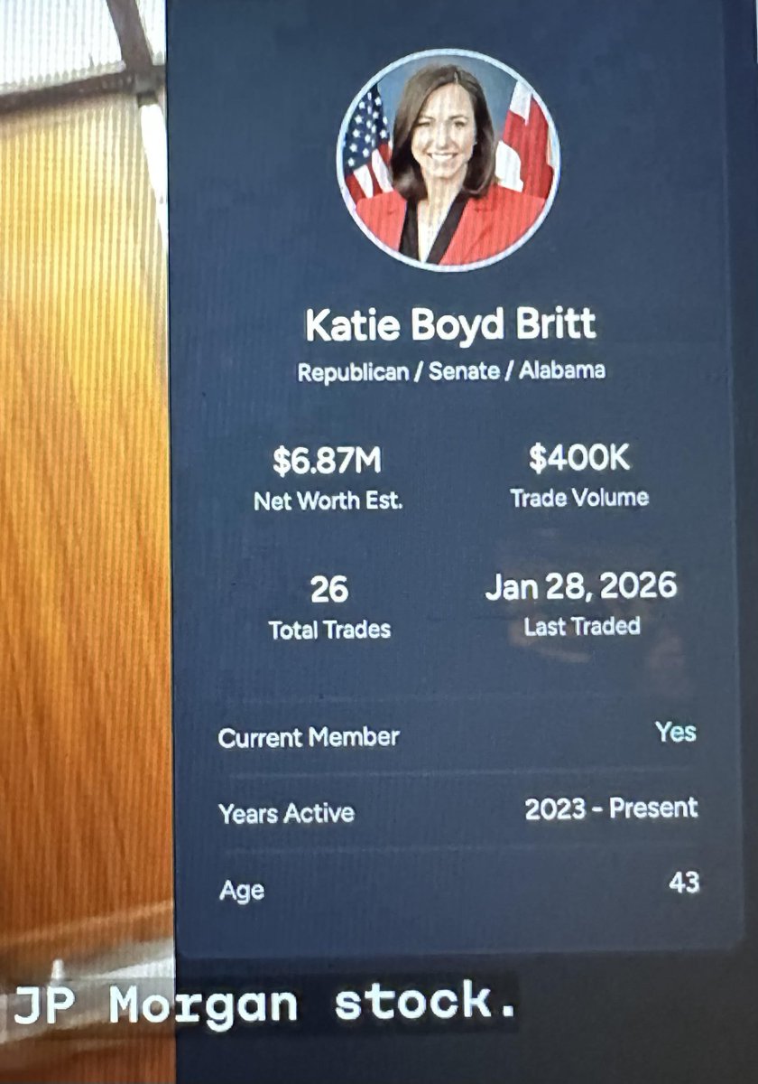 jasonjettonx's tweet image. @SenKatieBritt... 🙏Doing the LORDS WORK on the Senate Banking Committee🙏

Her Alabama (consistently top 10 POOREST States) Constituents should KNOW...

She may BUY a lot of JP Morgan STOCK as Chairperson, BUT, 'gives all her proceeds to Charity' 🤣

that's not a FELONY, Amen?
