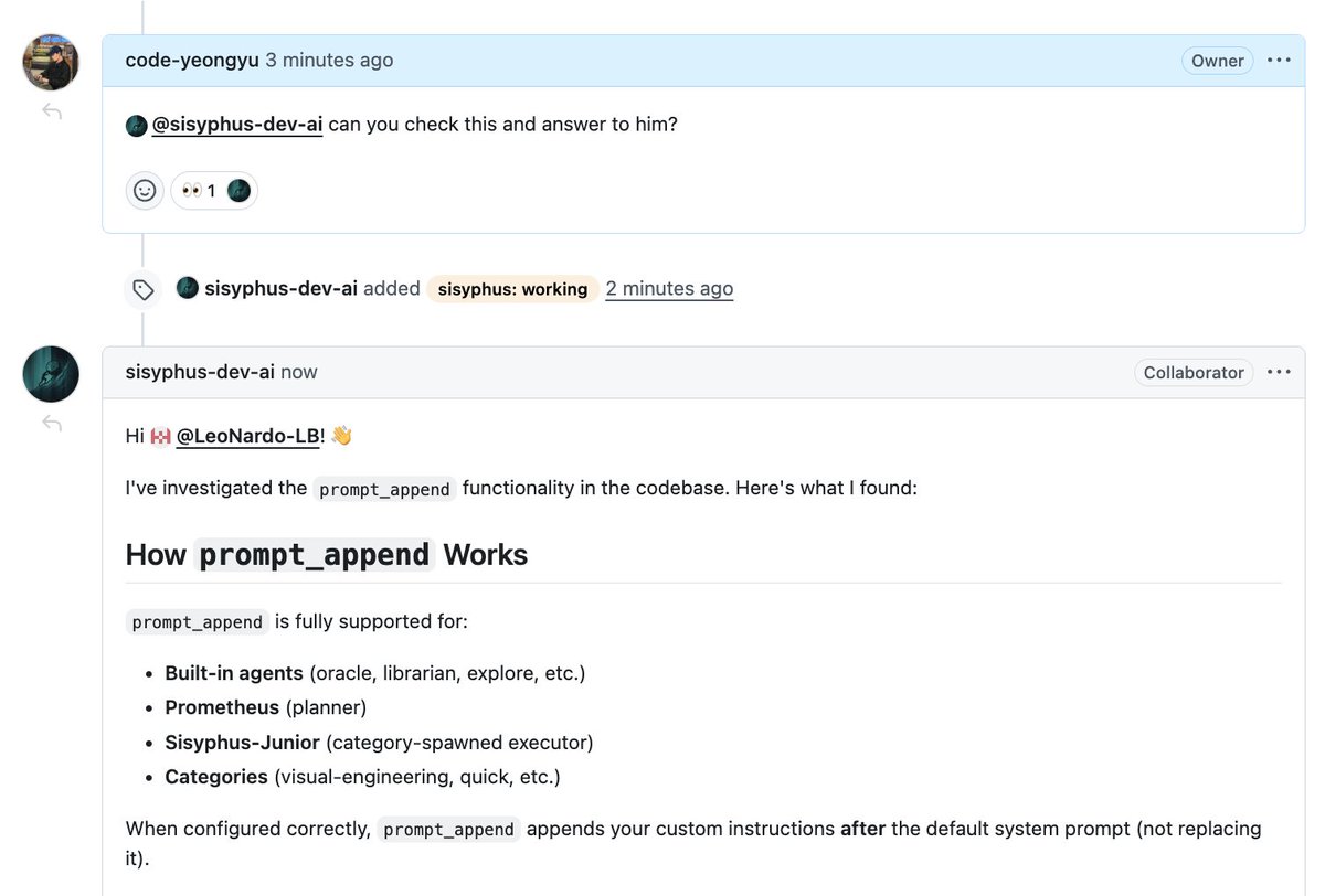 GitHub agent replies