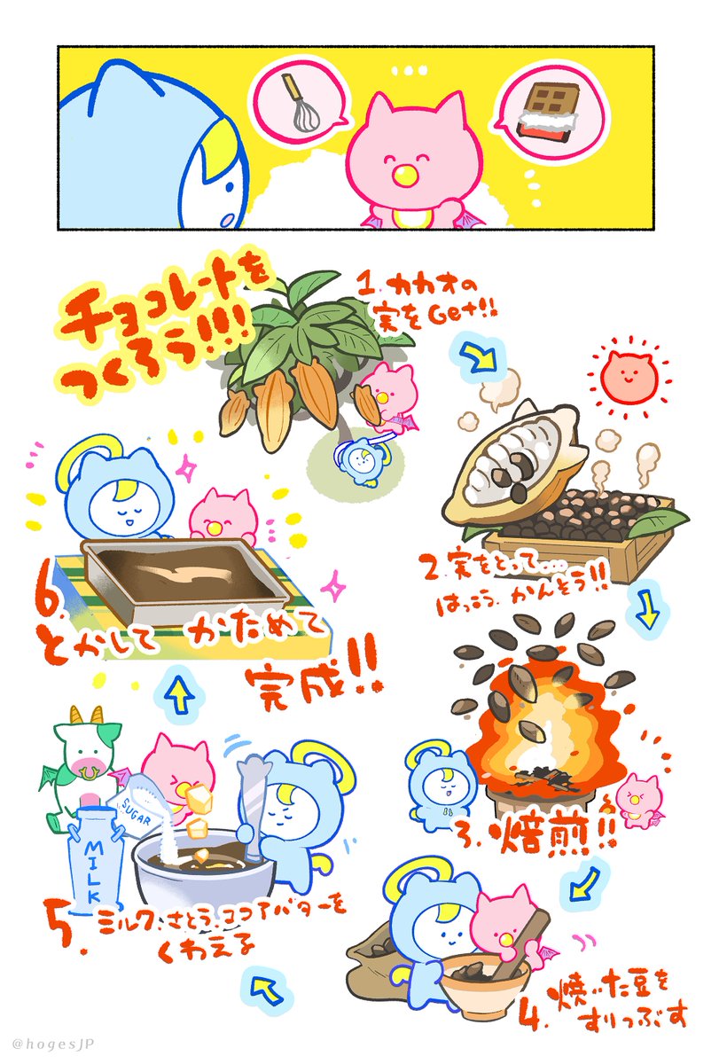 hogesJP's tweet photo. チョコレートはどうやってできるの？

#Valentine #バレンタイン https://t.co/NEK4hdxBaL