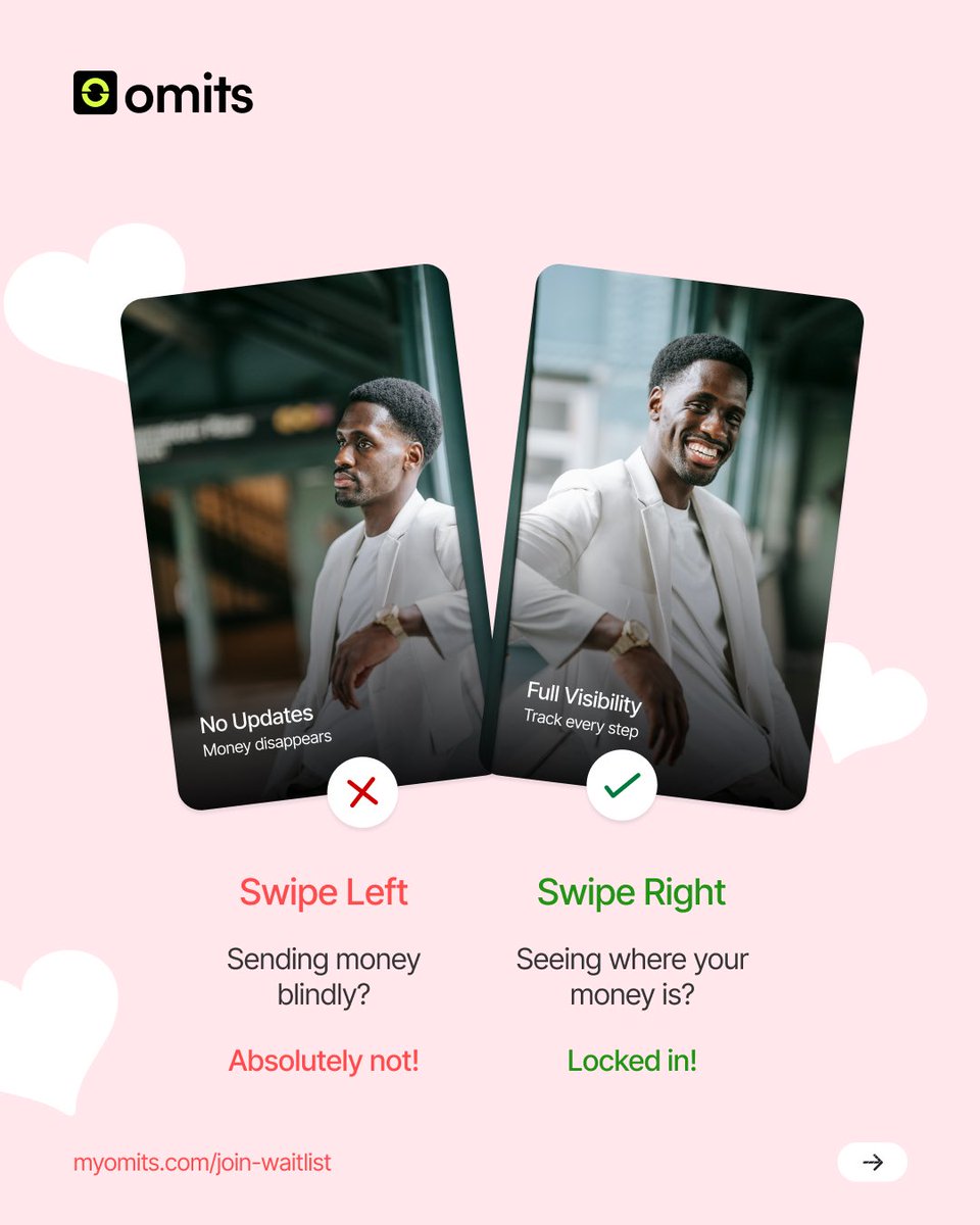 OmitsApp's tweet photo. If money transfers had a dating app, most of them would be red flags ❤️‍🩹

Swipe through to see what heartbreak most people experienced 👉 https://t.co/e9gWyPGmzF