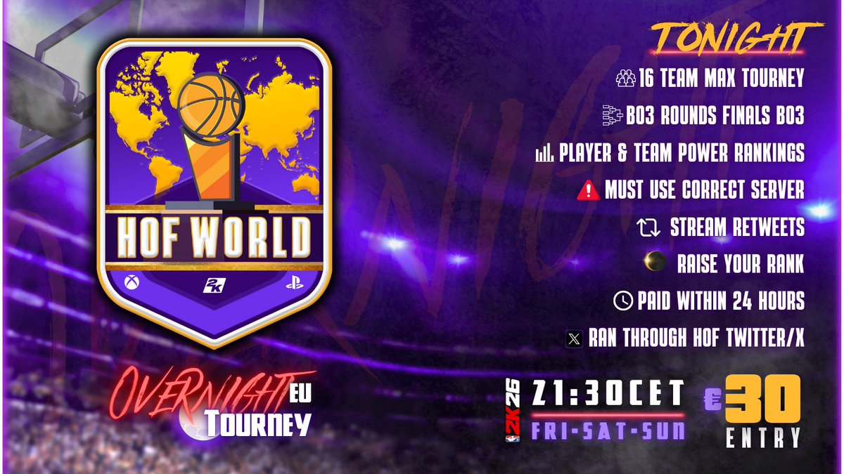 HOFWorld2K's tweet photo. 🏆EU OVN registration is live! 

🚨 Signups due by at 21:00 CET

🌒 Brackets drop at 21:30 CET

🔘Every round is a BO3 through finals 

▶️ Register Now: https://t.co/5FvzCKL6Ag

@DangerrFT @youFamousEnough @DirtyGraphics @iNetworkSports #OVN https://t.co/FWHciCCNo3