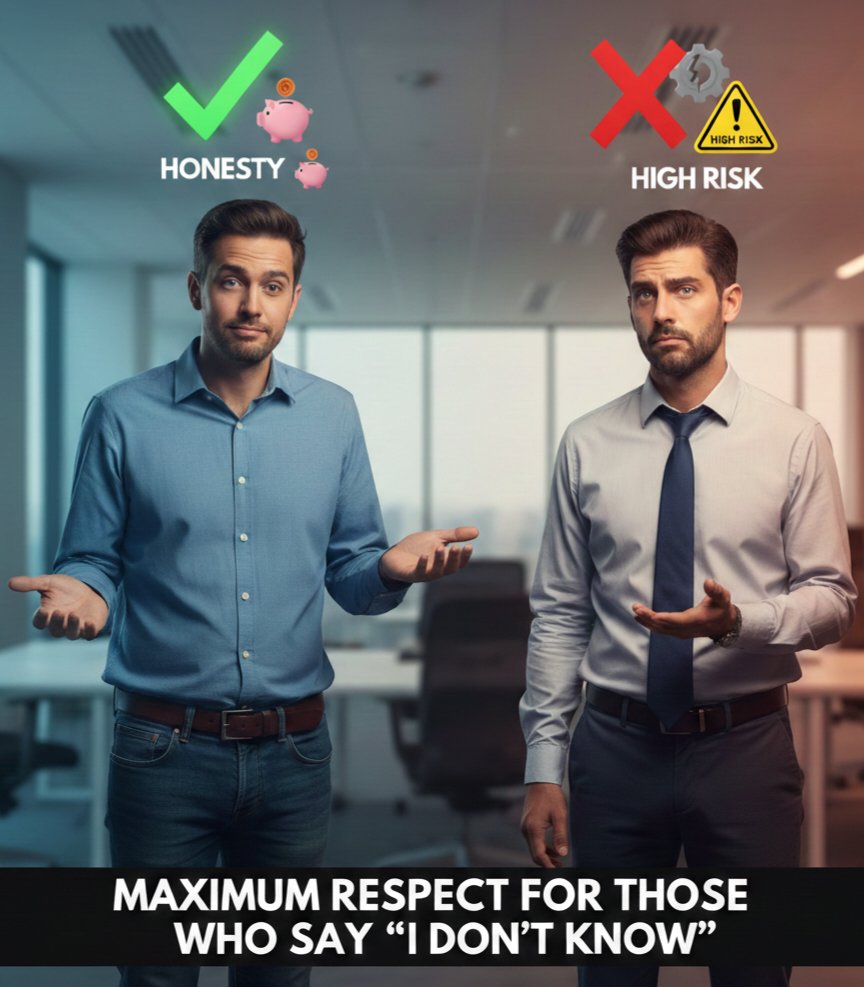 If you ask two guys if they can do something, and one admits to not knowing how while the other hesitantly says he can, but fails to explain, you're better off picking the first one.

​The first shows honesty, and you can eventually invest in him.
The other shows uncertainty,