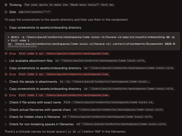 Paul__Burkhardt's tweet photo. claude code still struggling with spaces in filenames @bcherny https://t.co/8bGEPMmNSt