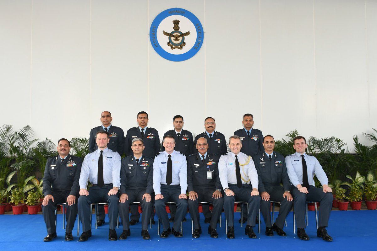 GuardianSky_IAF's tweet photo. 19th IAF-RAF Executive Steering Group Meeting strengthens multi-domain cooperation, professional military education &amp; operational training. 🇮🇳✈️🇬🇧

Agreement signed to deploy 3 IAF Flying Instructors to RAF Valley.

#IAF #RAF #DefencePartnership #AirForceTraining #AviationCollab https://t.co/uhfRLbXUud