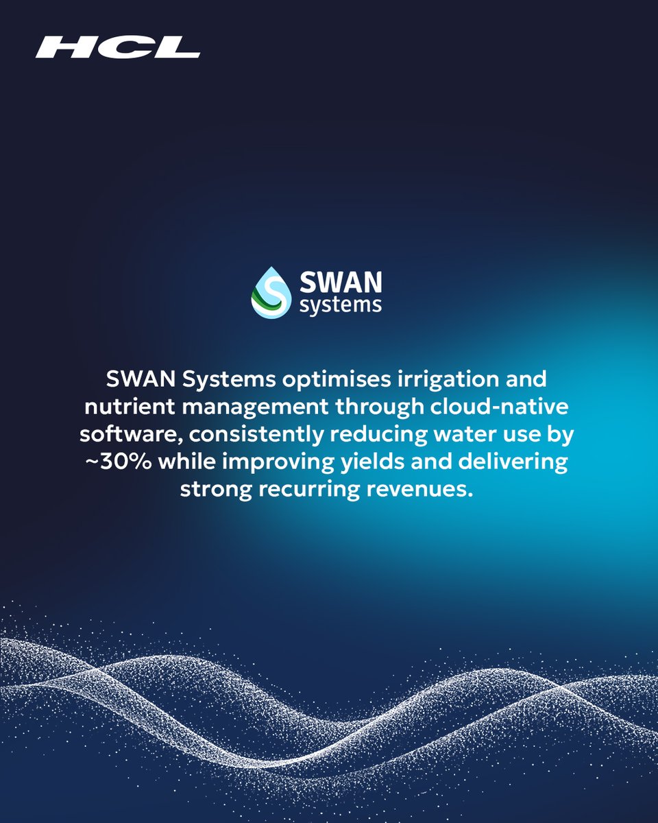 HCLGroup_'s tweet photo. Introducing SWAN Systems, an Aquapreneur from the HCL Group &amp; @WEFUpLink Water Resilience Challenge.

Through the Aquapreneur Innovation Initiative, HCL Group and @WEFUpLink support irrigation platforms that strengthen water resilience.

#HCL #HCLtech https://t.co/0HgxuaDBQt