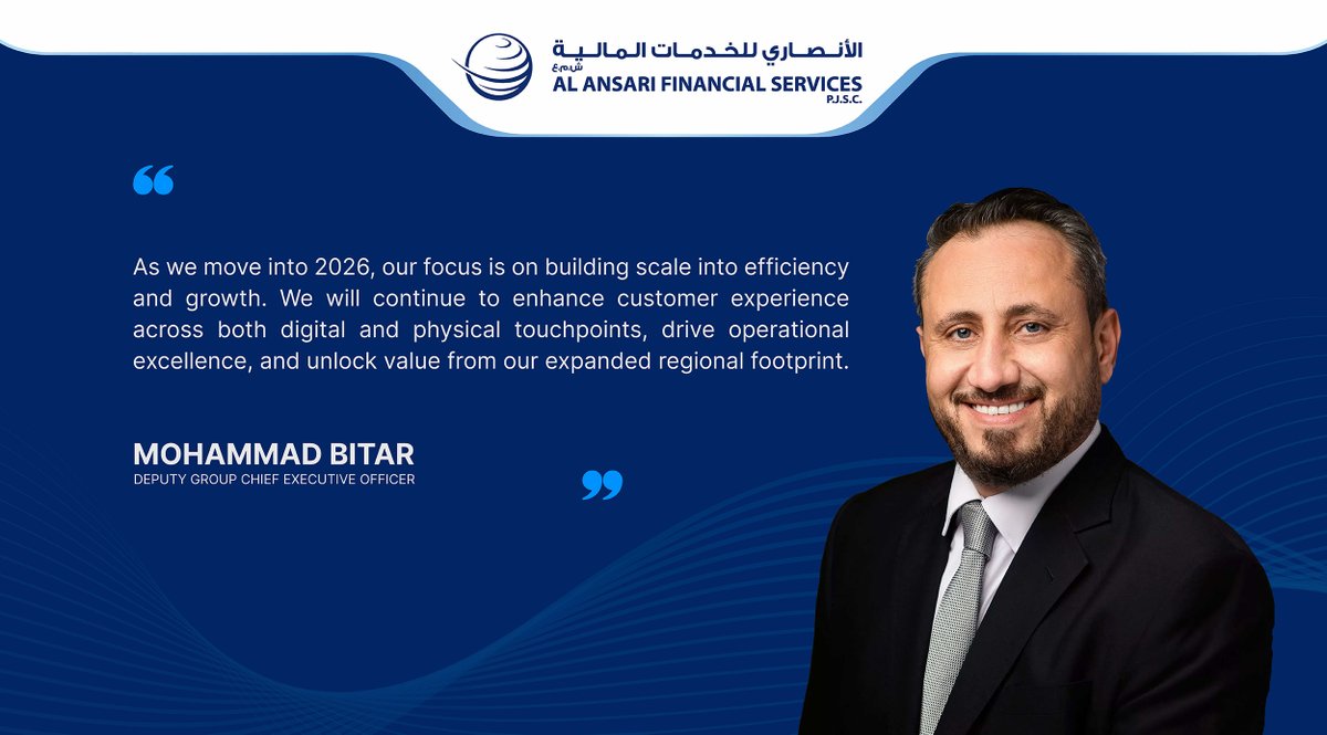 AlAnsariFin's tweet photo. Al Ansari Financial Services delivers a robust FY25, with double-digit growth in operating income and EBITDA, underpinned by operational excellence and strategic expansion.

Read more: https://t.co/SNyYTK16qH https://t.co/2XWYSaWeLW