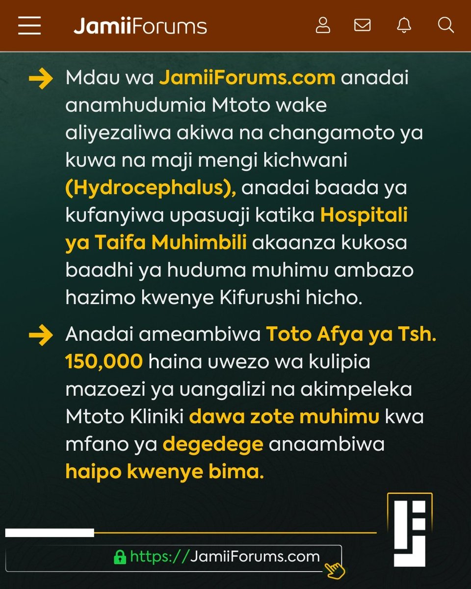 JamiiForums's tweet photo. Mdau wa https://t.co/dDd21Ugmlv ametoa ushauri kuhusu kifurushi cha Toto Afya cha Mfuko wa Taifa wa Bima ya Afya (#NHIF) kiongezewe huduma muhimu kwa madai inawaumiza Wazazi na Walezi wengi wanaowalipia Watoto kwa kuwa kuna huduma kadhaa muhimu hazipo katika kifurushi.
Kwa taarifa zaidi tembelea https://t.co/MbkTvFZQOl
#JamiiForums #JFHuduma #Accountability #JFMdau2026