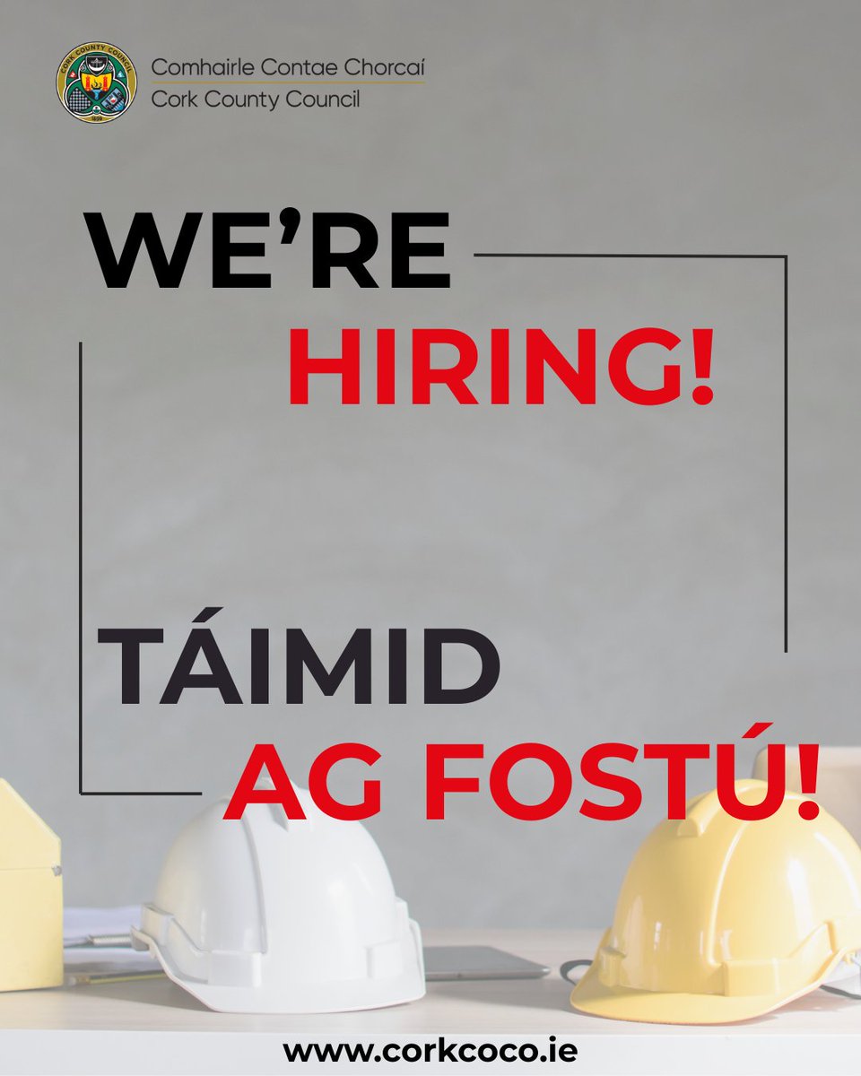 Corkcoco's tweet image. 📣 CORK COUNTY COUNCIL REQUIRES

• General Operatives – Bandon/Kinsale MD

🗓️ Closing 4pm on 06/03/26

➡️ Further details are available at corkcoco.ie/en/council/car…

#LocalGovJobs, #IrishJobFairy, #CorkJobs⠀

📣 TÁ COMHAIRLE CONTAE CHORCAÍ AG LORG

• Oibrí Ghinearálta –