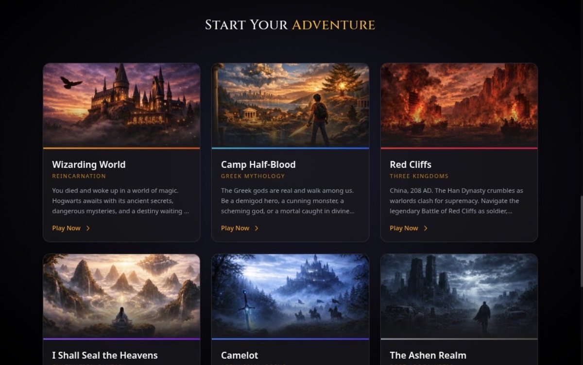 InkRealmAI's tweet photo. Pick a world: Wizarding? Greek myth? Cultivation? Post‑apocalyptic?
Create your own character and decide who you’ll be.

Every choice you make creates a unique adventure. No two stories are the same.

https://t.co/aSPMZisGok

#FridayReads #interactiveNovel #interactiveFiction https://t.co/r7pmiqG1Ti