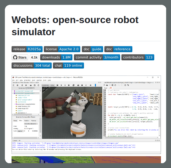 tom_doerr's tweet photo. Simulates robots, vehicles, and mechanical systems

https://t.co/UaFX31CxRR https://t.co/FEN04xBAI7
