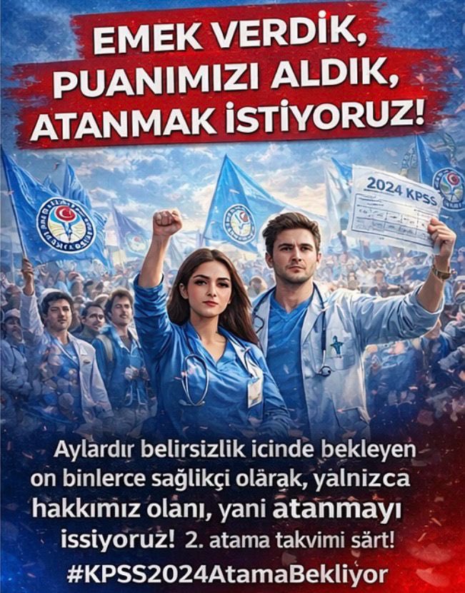 Yoğun bakımda eksik kadro, acilde artan yük, serviste tükenen emek…
Çözüm belli: Düzenli ve öngörülebilir atama.
#KPSS2024AtamaBekliyor